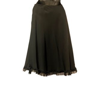 Feminine Whimsigoth Silk Skirt Vintage Low Waist Knee Chiffon Ruffle Hem 4 S 29